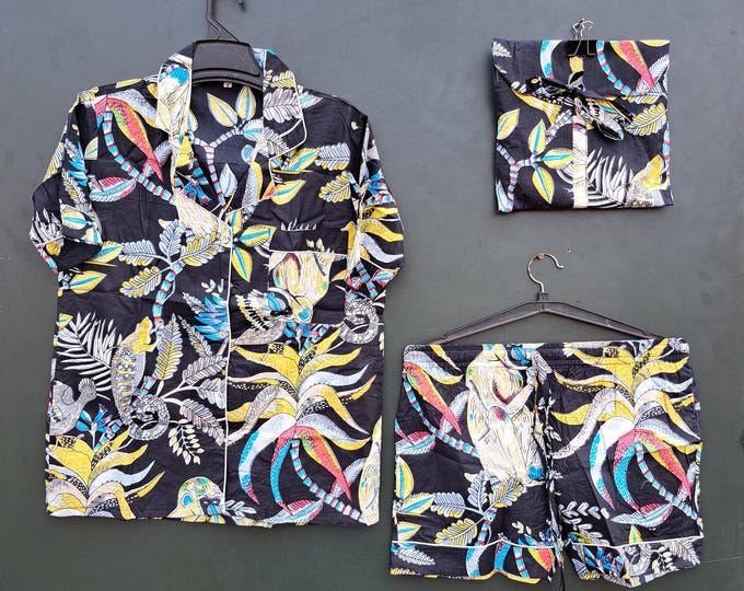 Indian 100% Cotton Short wear | Women's Pajama set's | floral print pajama set's | Bridesmaid gift | Night suit for women's | Gift for Her.