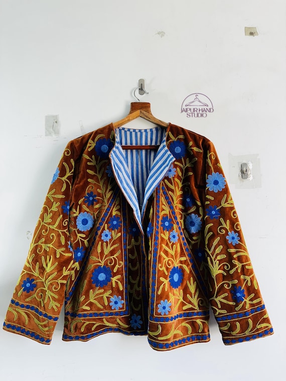 Niddle work velvet suzani jackets | Handmade Embroidery suzani jacket | Long sleeve jackets | Bridesmaid jackets | winter coat |Gift for her