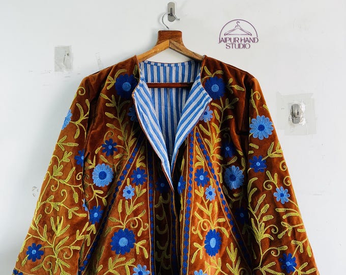 Niddle work velvet suzani jackets | Handmade Embroidery suzani jacket | Long sleeve jackets | Bridesmaid jackets | winter coat |Gift for her