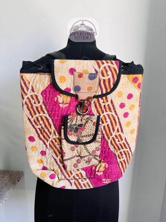 Handmade vintage kantha made school bags | women makeup carry kantha bags | (OSM) design cloths packing bag | Handmade kantha stitched bags.