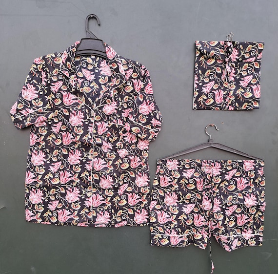 Handmade block print fabric made Pj suit | women's wear Pj set | luxury suit | beach wear | Summer wear | women sleepwear suit | gift forher