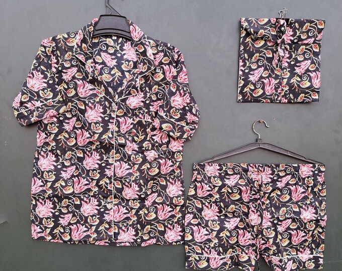 Handmade block print fabric made Pj suit | women's wear Pj set | luxury suit | beach wear | Summer wear | women sleepwear suit | gift forher