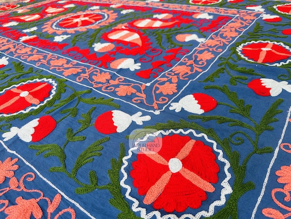 Unique design uzbek suzani bedcover | suzani tapestry | suzani wall handing throws | Home decor suzani | suzani table cover | Gift for her.