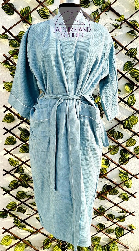 Unisex Waffle Linen Robe| Cotton Kimono Robe| Gift for her| Mother's Valentines Christmas Wedding Bridesmaids Robes| Indian Summer Bathrobe