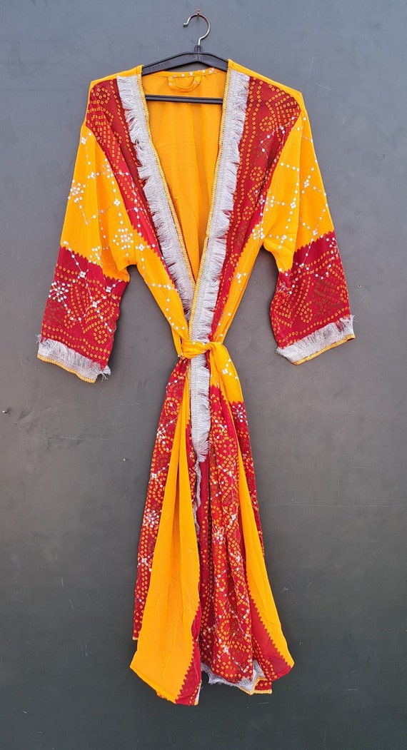 Indian Kimono Recycled Silk Sari Dressing Gowns Vintage Silk Silk Kimono, Women's clothing, Women's Wear, Designer Clothing, Gift For Her,,
