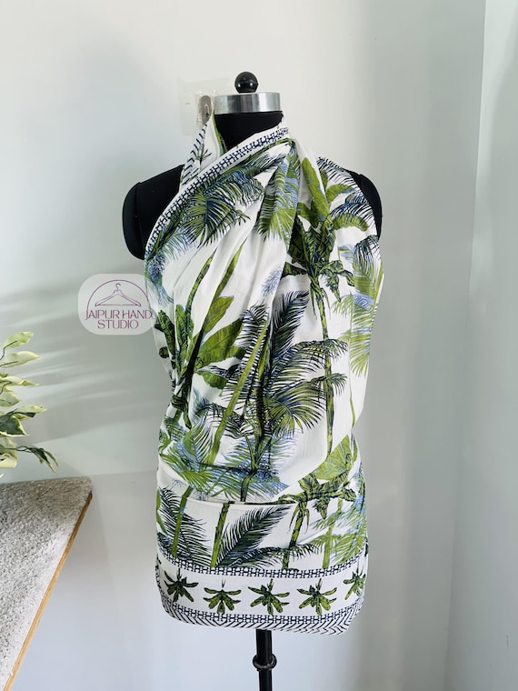 Lightweight bathing sarong | Handmade cotton scarves | Block print sarong | Summer wear pareo | Bridesmaid sarong | Gift for Summer.