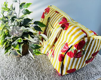 Indian made quilted cotton made duffel bags | Handmade gym bag | Block print travel bags | Lagged bag | Bridesmaid bags | Gift for her.