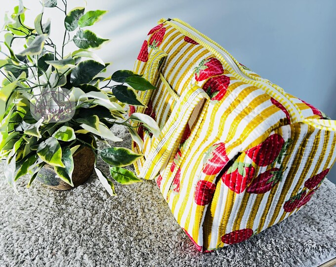 Indian made quilted cotton made duffel bags | Handmade gym bag | Block print travel bags | Lagged bag | Bridesmaid bags | Gift for her.