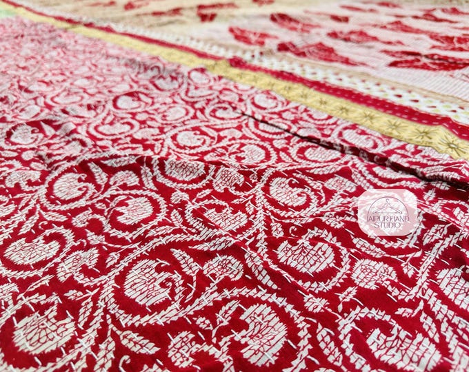Old vintage kantha bedspread| High quality kantha bedsheet | Kantha home decor | Wall hanging throws | Cotton kantha tapestry | Gift for her
