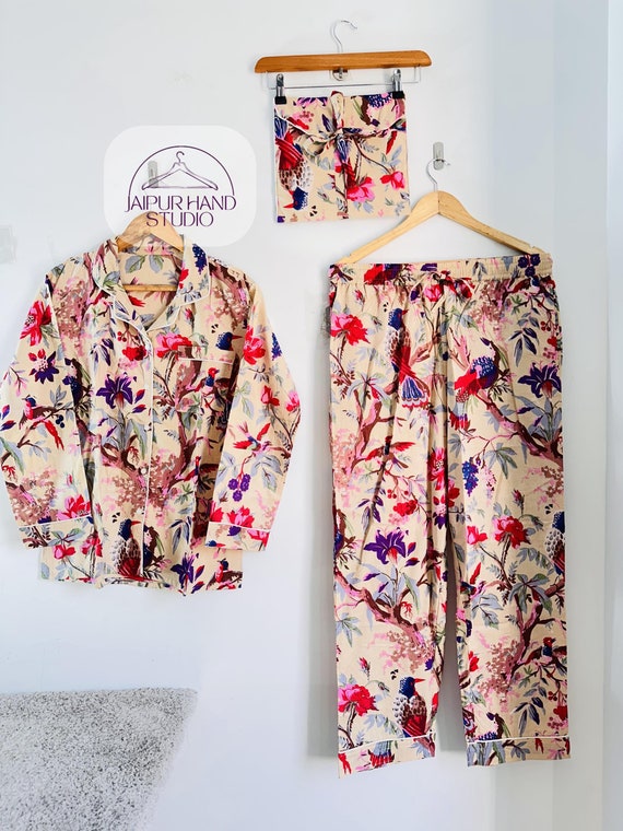 100% cotton fabric made pajamas | Handmade pajamas | bridesmaid pajamas | women wear night suit | hand block print | Gift for Christmas.