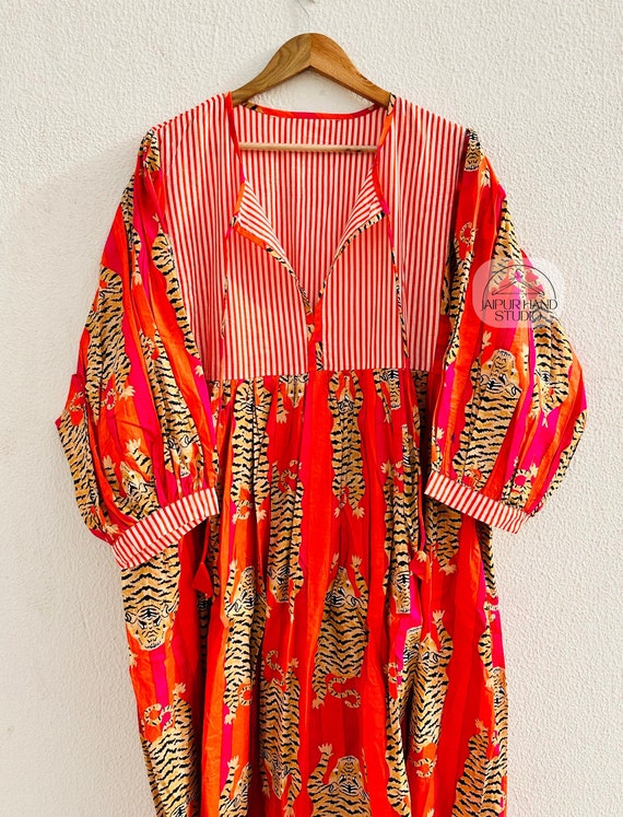 Summer cotton Block print Midi Mini women girls Dress,Deep Neck with string closer bohemian dresses wedding bohemian boho hippie giftsdress