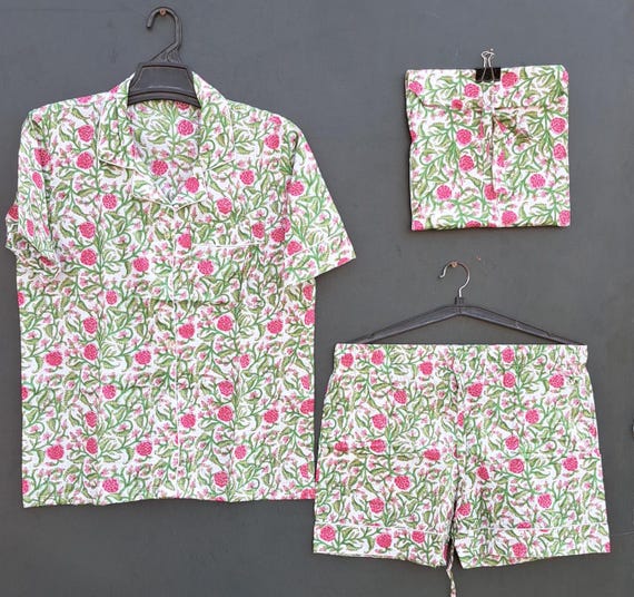 Indian handmade Pj suit for women's | beach wear suit | women's wear pajamas | wear in home | night wear pjs | Gift for Christmas for her