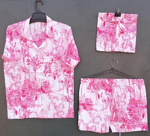Floral Print Shorts Pj Set Indian Shorts Pj Set Women Wear Pj Set Hand Block Print Night Suit Night Wear Night Dress Animal Print Shorts Pj