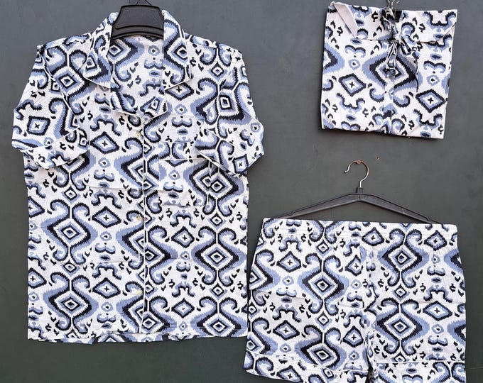 Cotton Pajama and Shirt | Indian Pj Set for Women's | Summer Dress Cotton Pj Set | Floral Block Print Pj Night Suit | Gifts for Her girl.