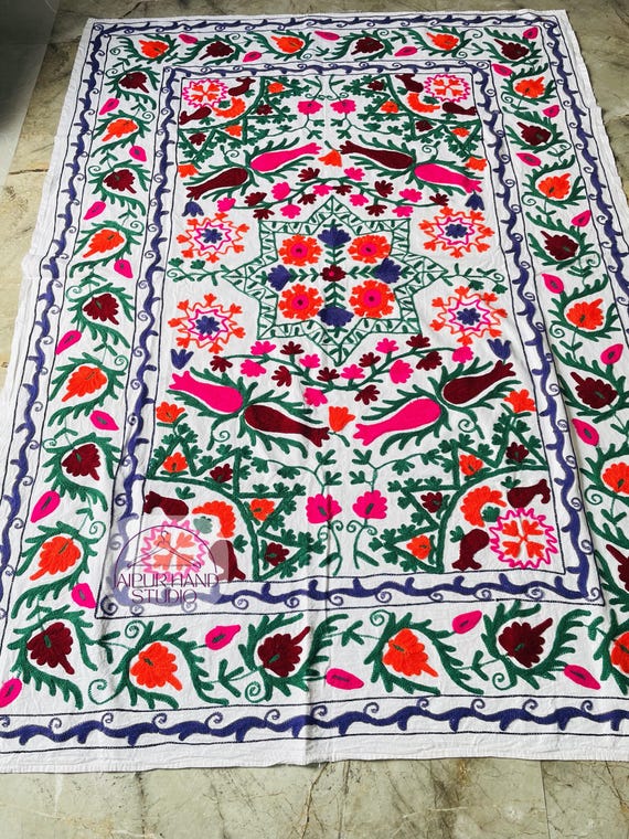 Wholesale lot of 10 piece Hand Embroidered Suzani Bedspread Suzani Bedcover Uzbek WallHanging Tablecloth Cotton Suzani Blanket mix lot 10 pc