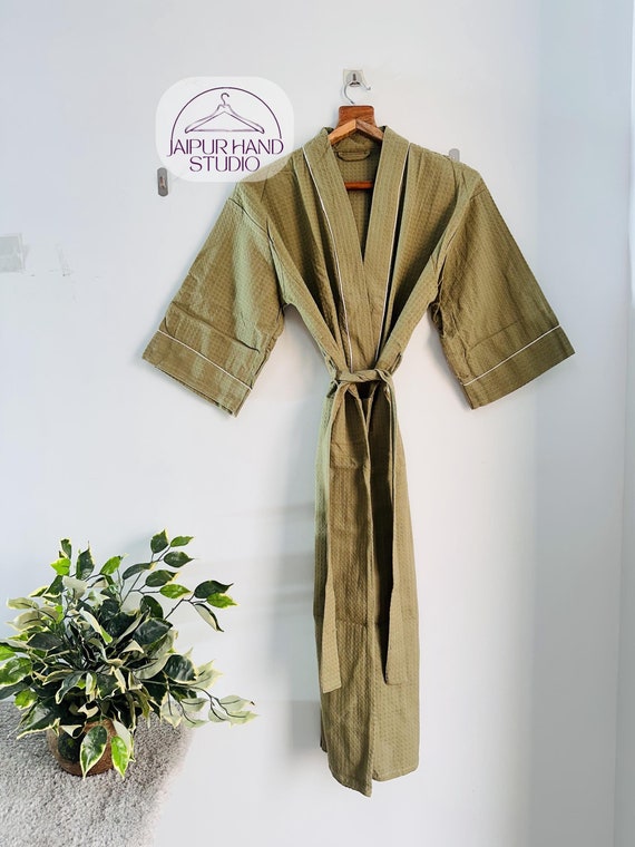 Handmade Unisex Waffle Linen Robe| Cotton Kimono Robe| Gift for her| Mother's Valentines Christmas Wedding Bridesmids Robes| Summer Bathrobe