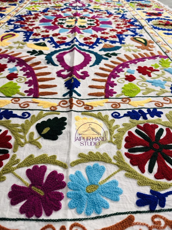Table cover made by suzani | suzani wall hanging throws | handmade embroidery blanket | suzani bed spread | Luxury bed cover | suzani throws