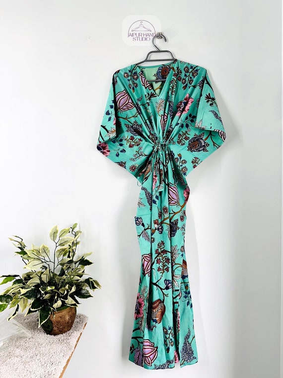 Cotton Kaftan, Indian Floral Kaftan, Long Caftan,Dress For to be Moms, Beach Cover up, Sleepwear, Indian Kaftan, Maxi Dress,Bikini Cover Up