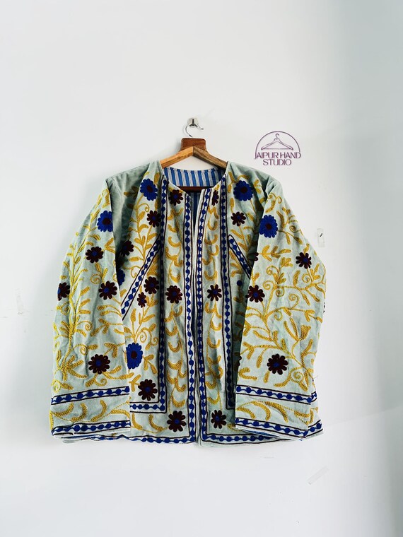 Multicolor woolen thread embroidery suzani jacket | Beautiful winter wear jacket | Women wear jacket | Party wear jacket | Gift for her.