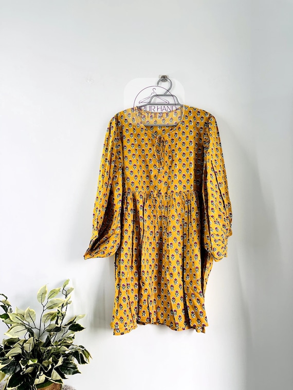 Floral Midi Dress, Short Summer Dress, Cocktail Loose Dress, Boho Clothing, Colorful Summer Dress, long Sleeve Dress, Plus Size Clothes