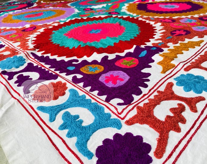 Beautiful circle Embroidery bedcovers | Suzani bedsheet | Handmade bedcovers | Wall hanging throws | Bridesmaid suzani | Gift for her.