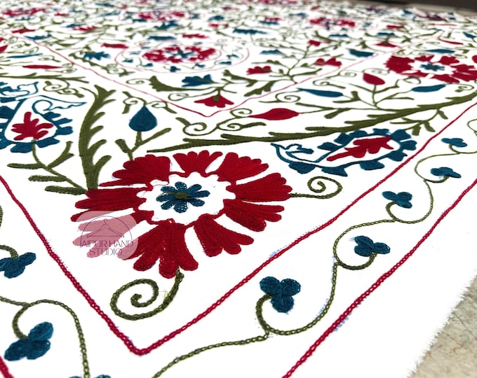 Home decor Uzbek suzani throws | Handmade wall hanging suzani | Floral Embroidery sofa and bedcovers | Bridesmaid suzani | Gift for her.