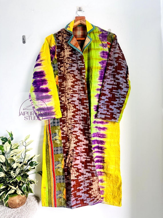 Assorted pattern and multicolor kantha kimono, kantha kimono bath robe, vintage kantha coat, Long coat for women's, wear in all season .
