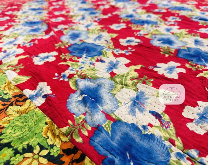 Old vintage kantha Quilts | Handmade kantha bedspread | Kantha wall hanging throws | Kantha bedsheet | Reversible blanket | Gift for her.