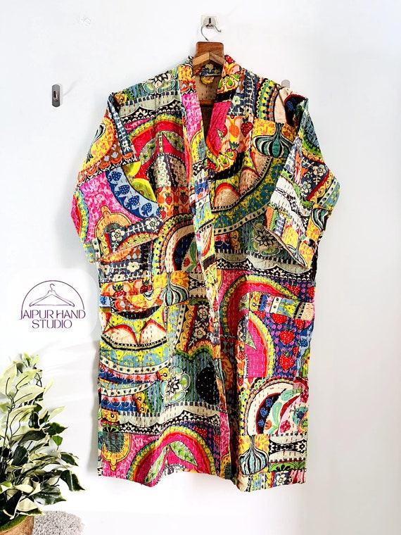 New multi color kantha kimono rob | winter wear cloth| morning tea dress| party dress| All season coat| kantha fabric made| Gift for her mom