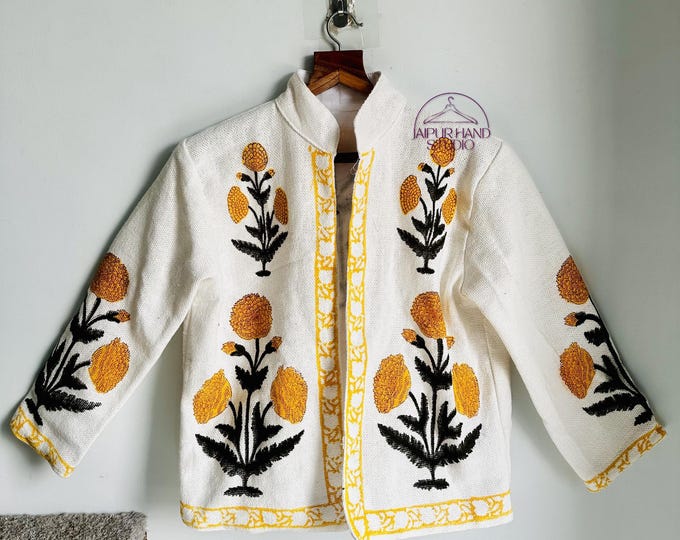 Women wear cotton long sleeve jacket | Hand block print cotton TNT jacket | Party wear jacket | Bridesmaid jackets | Gift for winter.