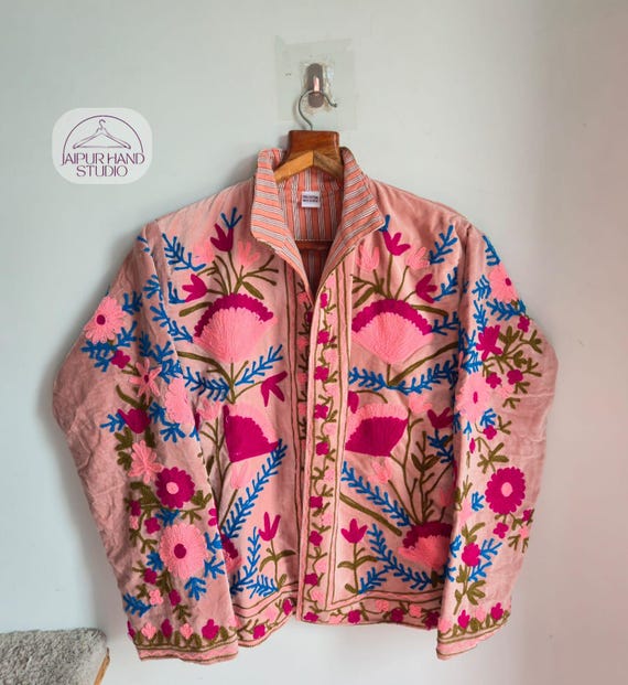 Winter wear suzani short coat | Party wear suzani jackets | Long sleeve jackets | Handmade Embroidery | Bridesmaid suzani | Gift for her.