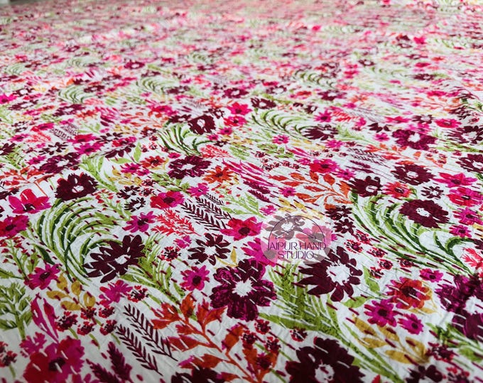 Multicolor cotton kantha throws | stitching cotton kantha bedspread | kantha bedcover | Handmade stitched kantha bedsheet | Gift for her.