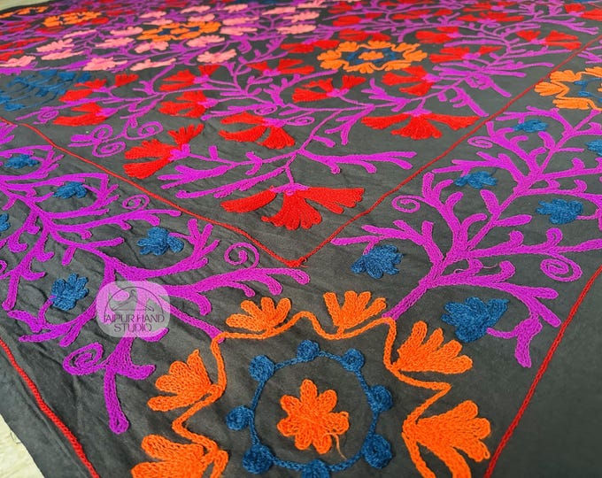 Uzbek suzani king size tapestry | Handmade Embroidery suzani bedspread | Suzani bedcovers | Suzani table cover | Gift for Christmas.