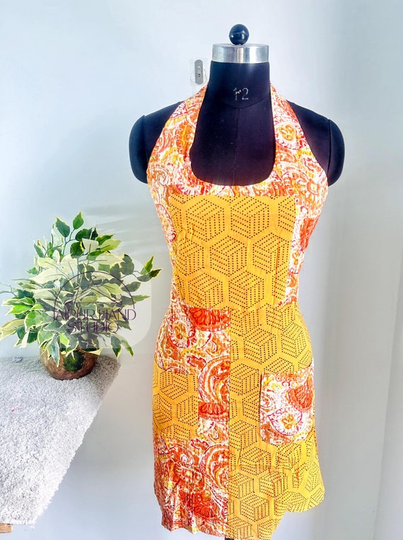 Assorted pattern , Indian design apron made by vintage cotton kantha, wearing for kitchen, women's wear, cooking best outfit, gift for her.