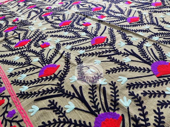 Handmade suzani tapestry | Embroidered Suzani Throw | Indian Handmade Suzani bedspread | Hand Embroidery Suzani bed cover | Gift for her.
