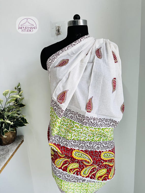 Beautiful block print cotton sarongs | Bathing wrap sarong | Handmade cotton pareo | Light weight sarong | Bridesmaid sarong | Gift for her.