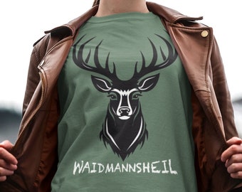 Hunting-themed t-shirt, sizes S-5XL, for men and women, as a gift or gift idea // Hunter // Happy Hunting // Deer Antlers