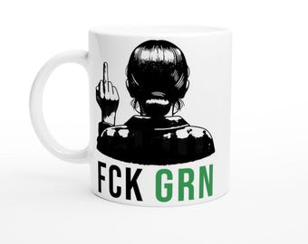FCK GRN Statement Ceramic Mug 325ml Gift Idea / Anti-Green Traffic Light / Climate Activist Demo Green Politics / Coffee Tea Cocoa Mug