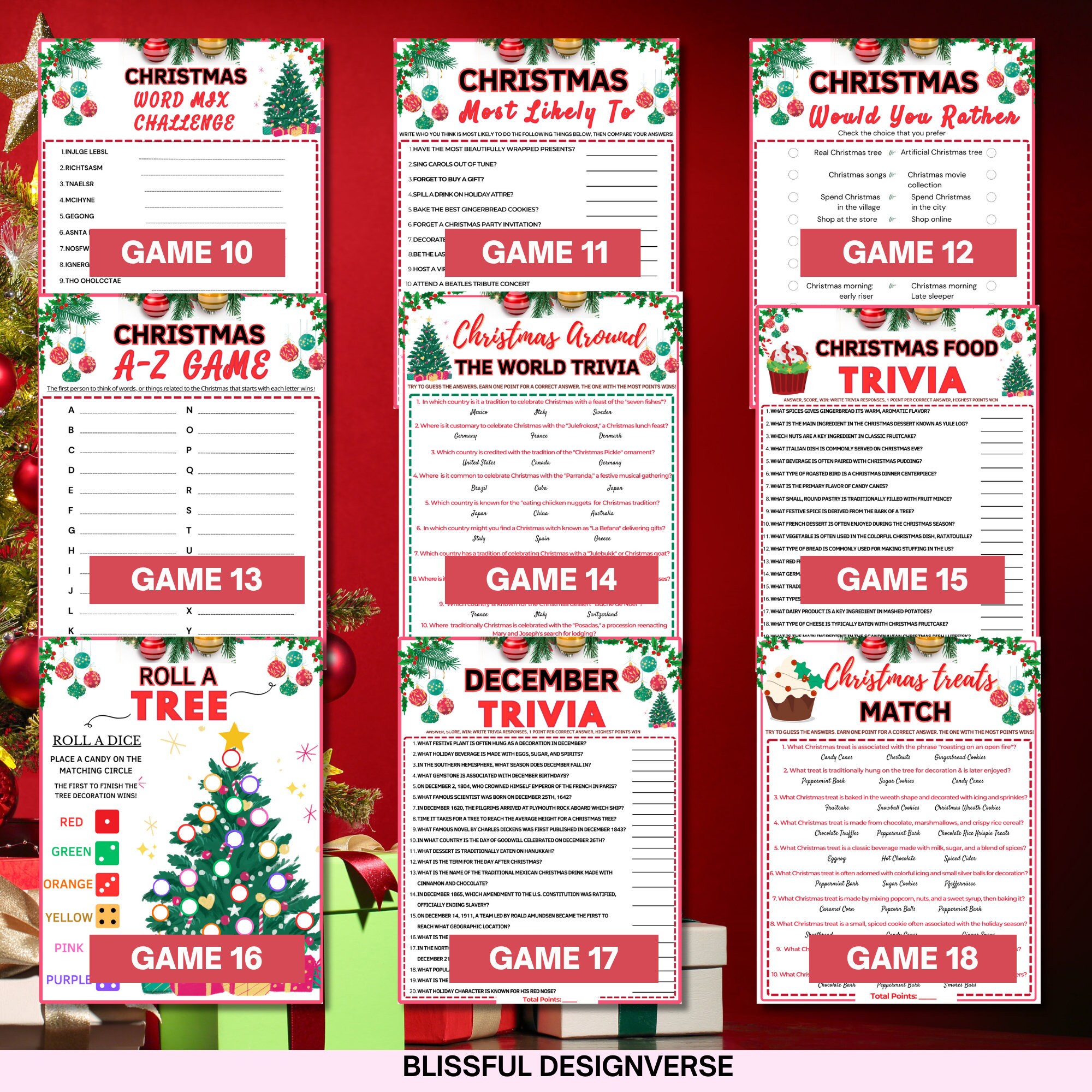 25 Christmas Party Printable Games Bundle|christmas Trivia+quiz for ...