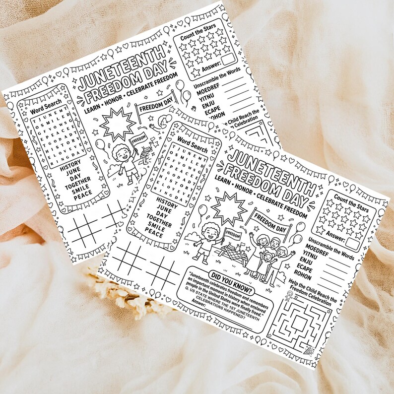 Juneteenth Party Activity Placemat Craft,kids Freedom Day Lesson ...