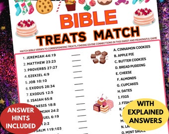 Matchgame Bijbel traktaties|Afdrukbaar bijbelspel voor kinderen en volwassenen|Kerkfeestspel voor Ministry+Women's Fellowship|Zondagsschool Leuke verzenquiz