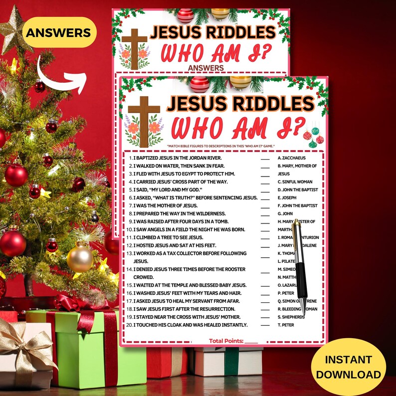 Jesus Miracle Riddles Jesus Who Am I Riddle Game|christmas Bible Study Party Activity|church ...