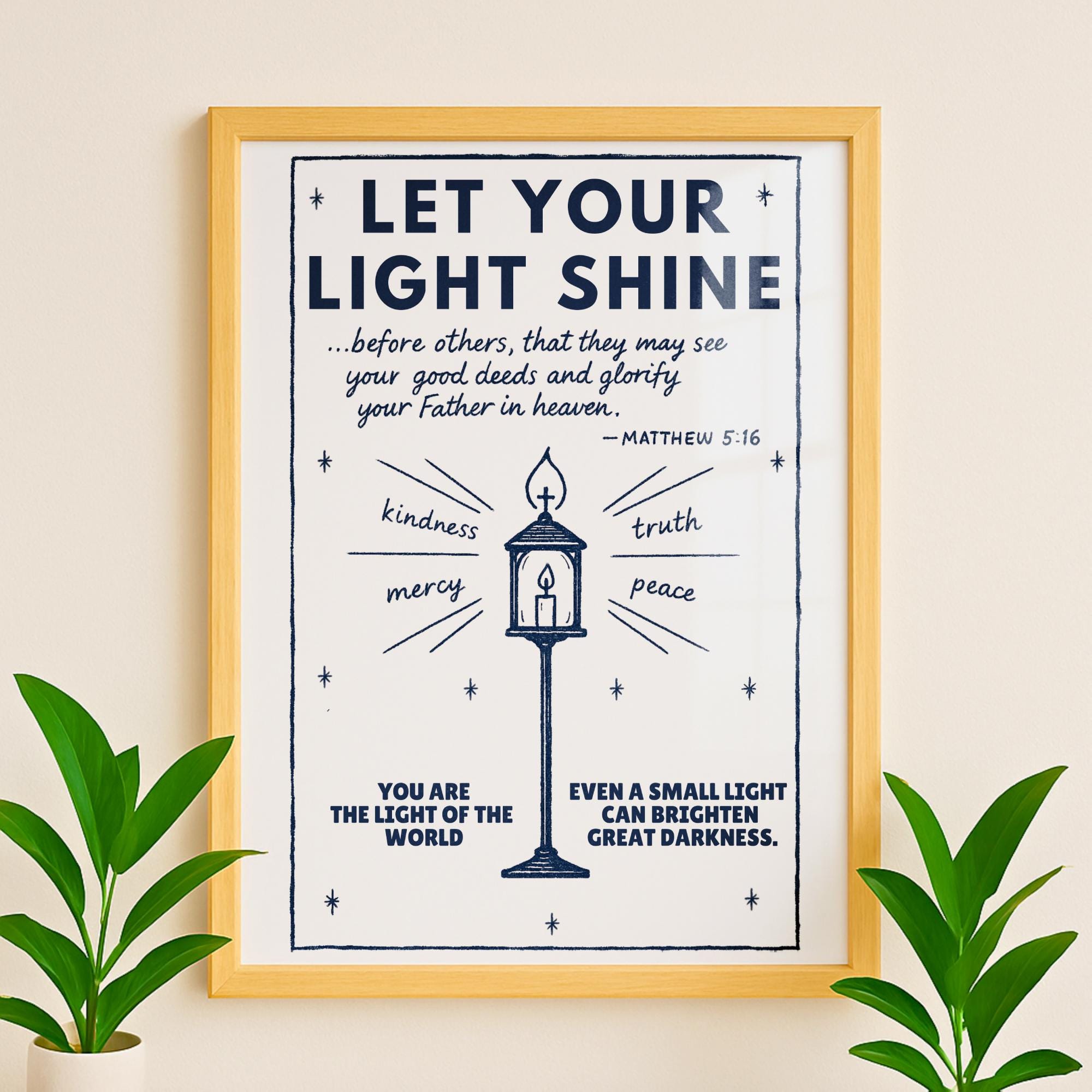 Let Your Light Shine Aesthetic Christian Wall Art,matthew 5:16