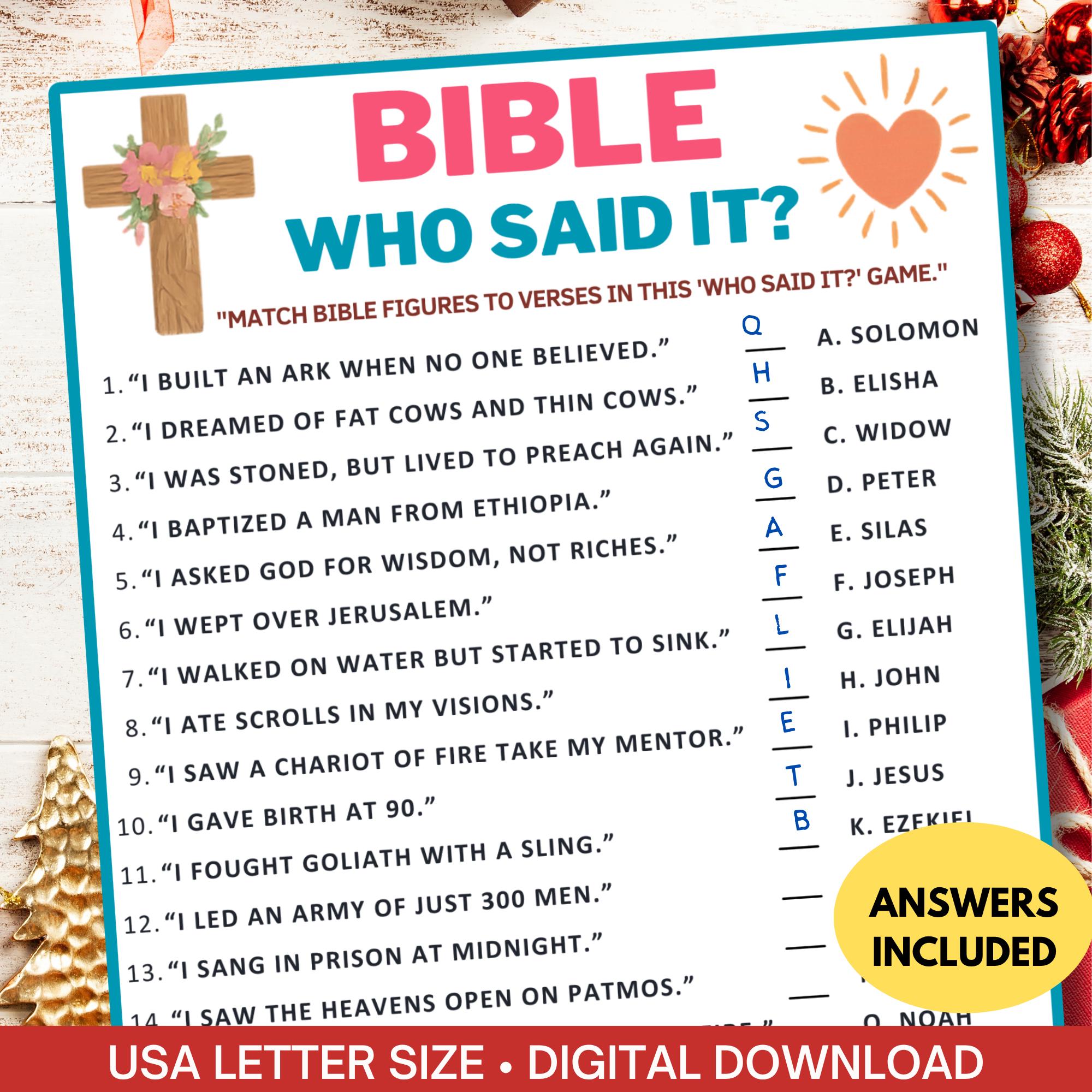 Bible Riddle Who Said It Game|christmas Bible Study Activity|church ...