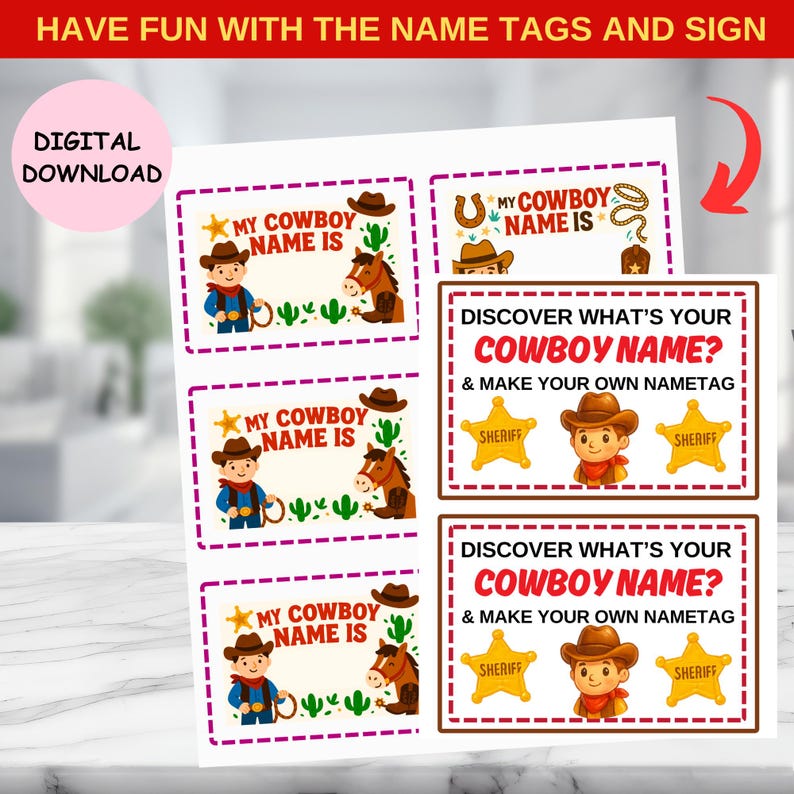 What's Your Cowboy Name Game With Nametags & Sign,country Western ...