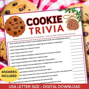 Keks-Trivia Spiel|Dessert Druckbare Trivia|Keks-Themen-Essen Trivia|Keks-Quiz für Kinder und Erwachsene|Weihnachtsparty Spiel|Geburtstagsspiele