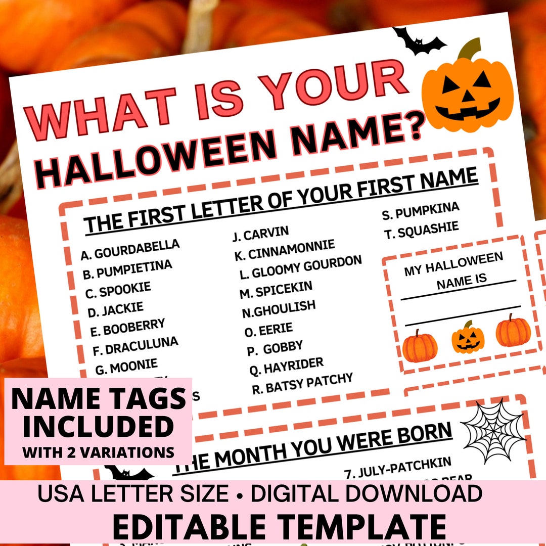 What's Your Halloween Name Game With Nametagshalloween Party