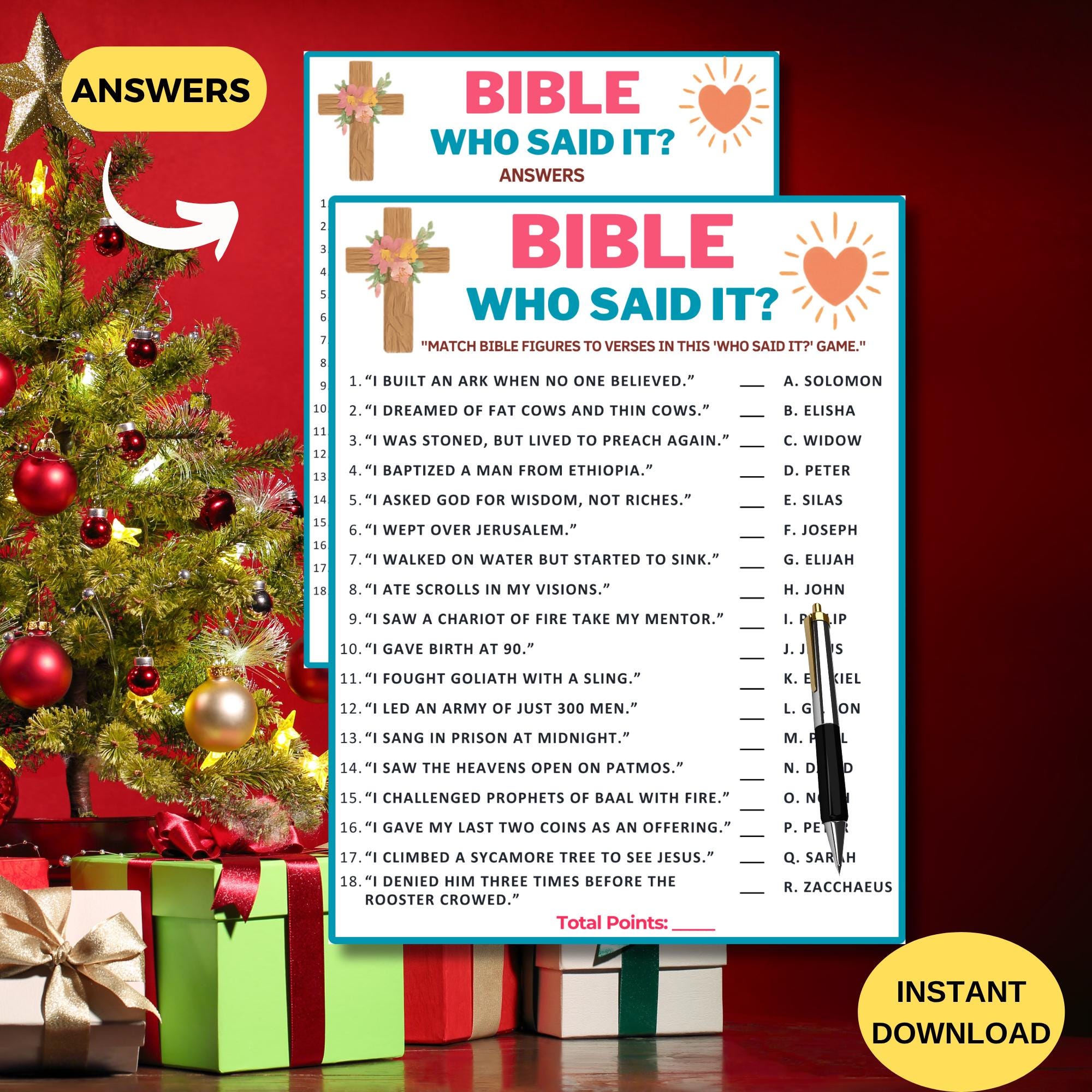 Sunday Riddles Bible Riddle Who Said It Game|christmas Bible Study Activity|church ...