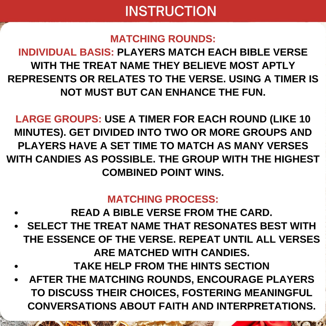 Bible Treats Match Game|bible Printable Game for Kids & Adult|church ...
