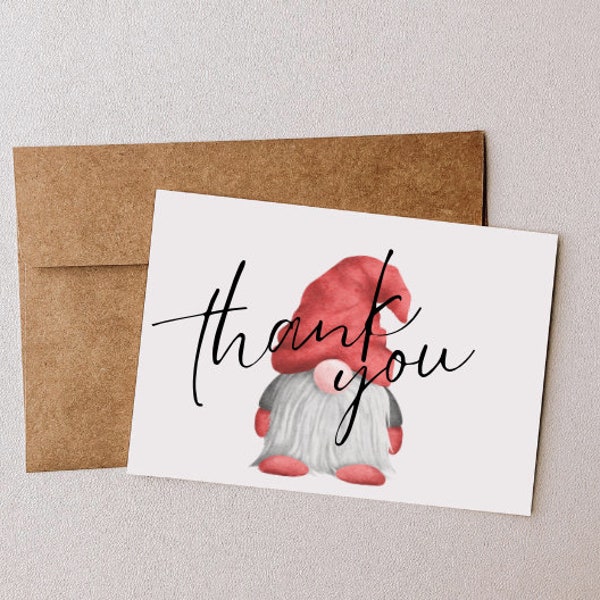 Gnome Thank You Card Printable  - Party - Gift